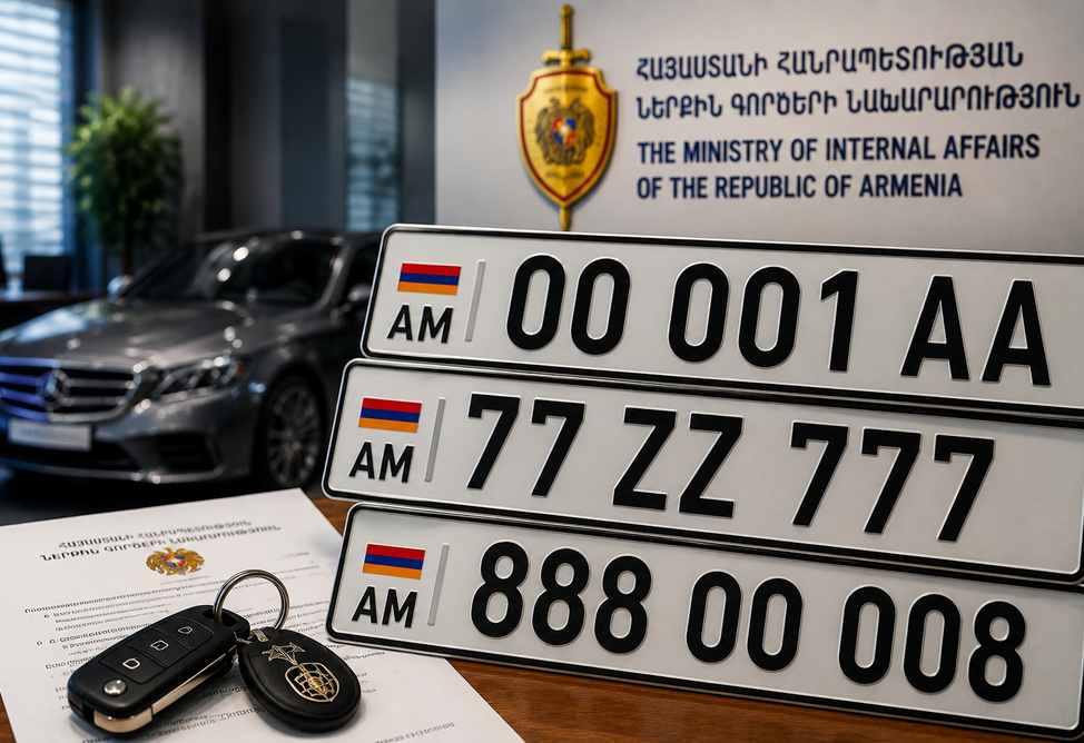 В Армении расширили список «золотых» автомобильных госномеров, которые можно купить без аукциона